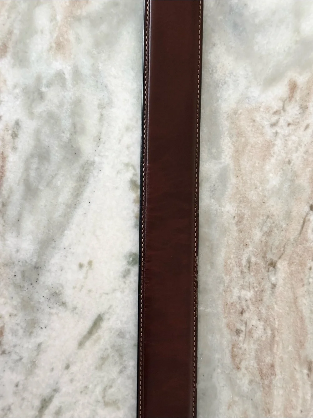 Brown Bonded Leather Belt with Silver Buckle